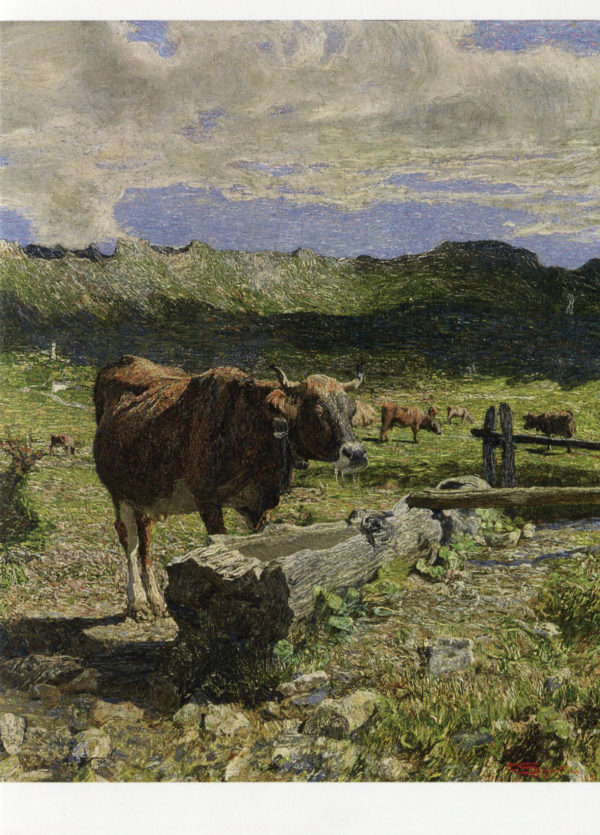 Braune Kuh an der Tränke, 1892 (Hochformat)